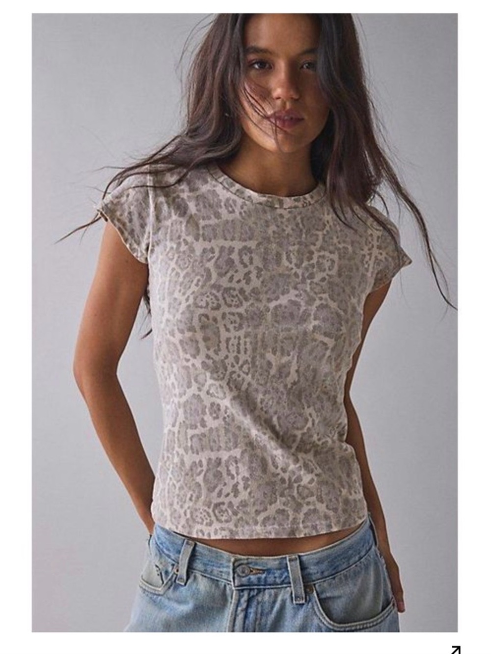BDG Beige Leopard Print Crop Tee